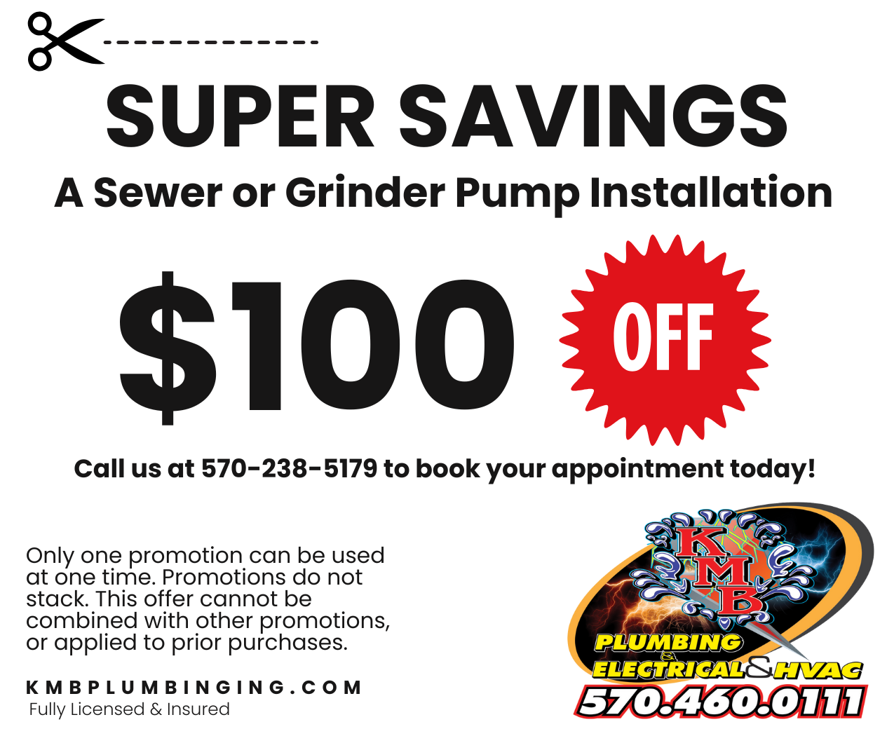 Sewer or Grinder Pump Installation Discount